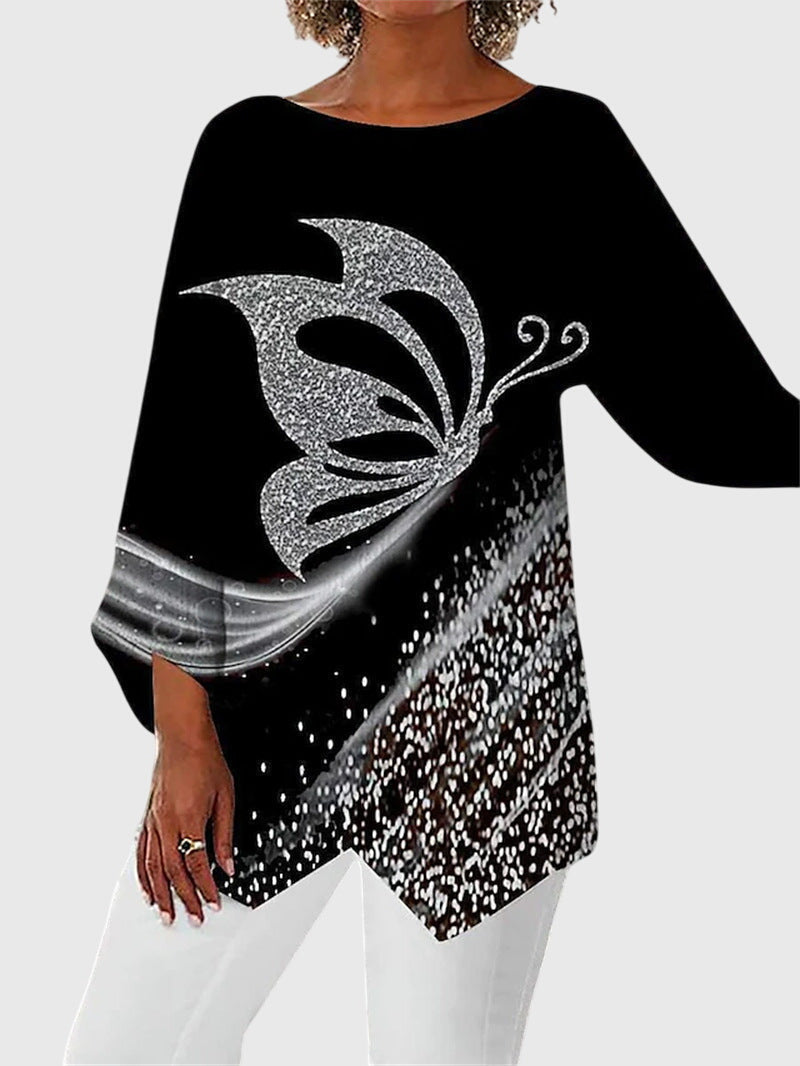 A Stylish Women's Top | Chic Printed Crew Neck 0