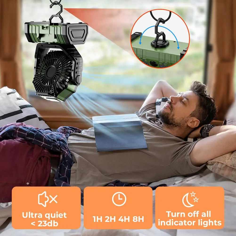 Aero Ventilateur Portable Rechargeable | 20 000 mAh, LED, Télécommande, Camping 1