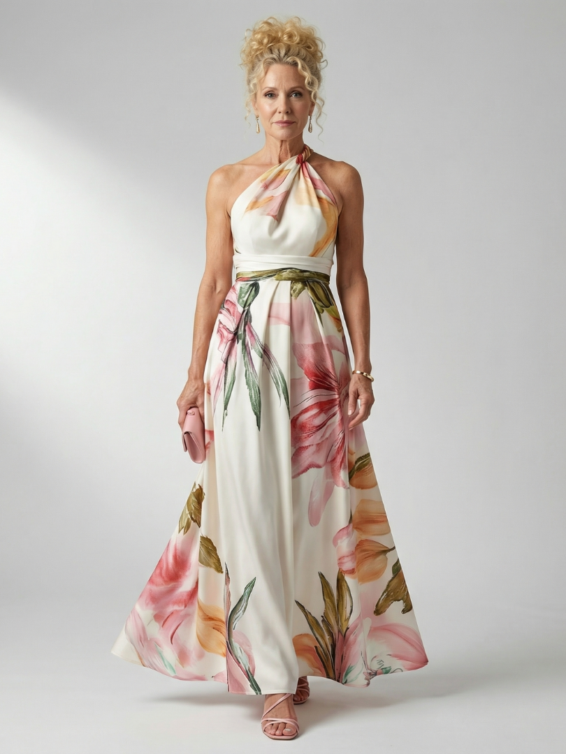 Amiel Women's Maxi Dress | Lightweight Floral, Sleeveless Halter Design 0