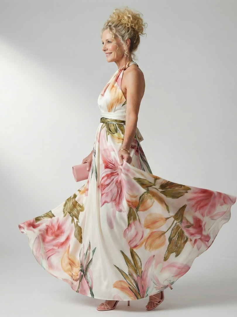 Amiel Women's Maxi Dress | Lightweight Floral, Sleeveless Halter Design 1