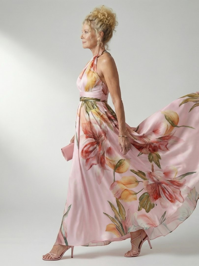 Amiel Women's Maxi Dress | Lightweight Floral, Sleeveless Halter Design 8