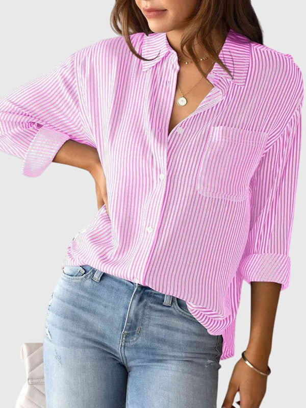 Ariana Women's Collared Neck Shirt | Striped Design, Versatile 6