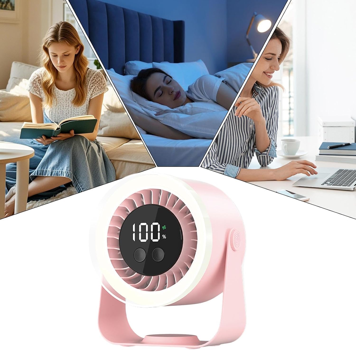 Auralis Ventilateur de Bureau | Silencieux, 10 Vitesses, Rechargeable USB-C 4