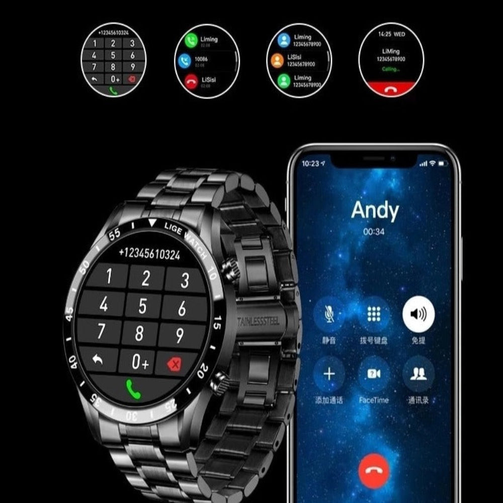 AureaAcier Montre Connectée Homme | 4G, Écran AMOLED 1,3, Étanche IP68 4