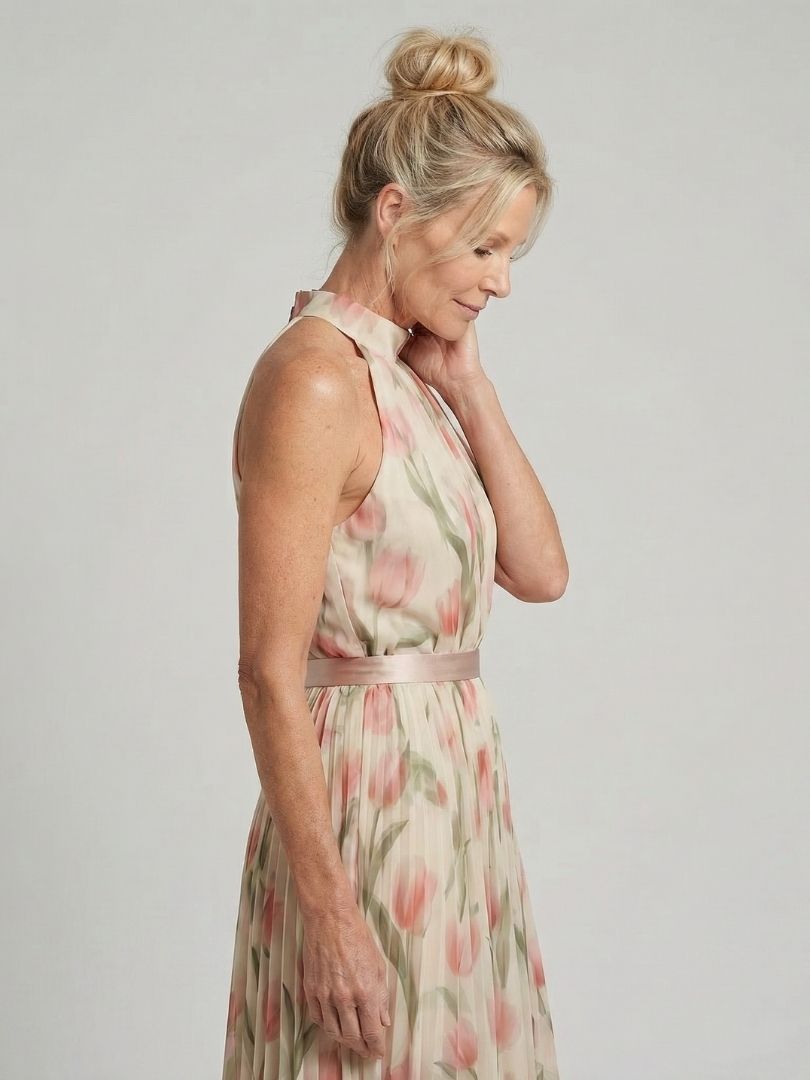 Aurelle Women's Midi Dress | Floral Print, Halter Neck, Summer Style 1