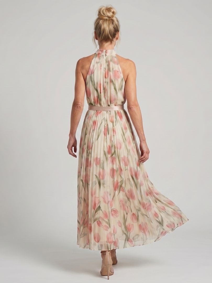 Aurelle Women's Midi Dress | Floral Print, Halter Neck, Summer Style 5