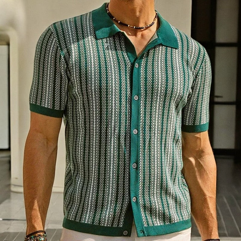 Ava Men's Dress Shirt | Organic Cotton Blend, Herringbone Pattern 2