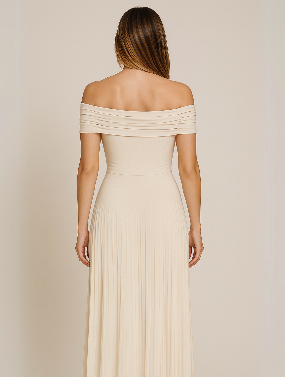 Bella Women's Maxi Dress | Elegant Off-Shoulder Pleated Design 2