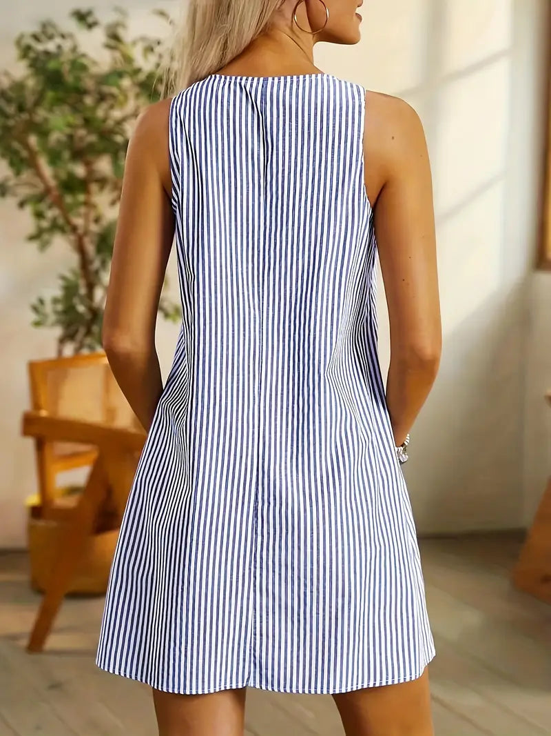 Breezy Women's Summer Dress | Striped Design with Pockets, Breathable Fabric 5