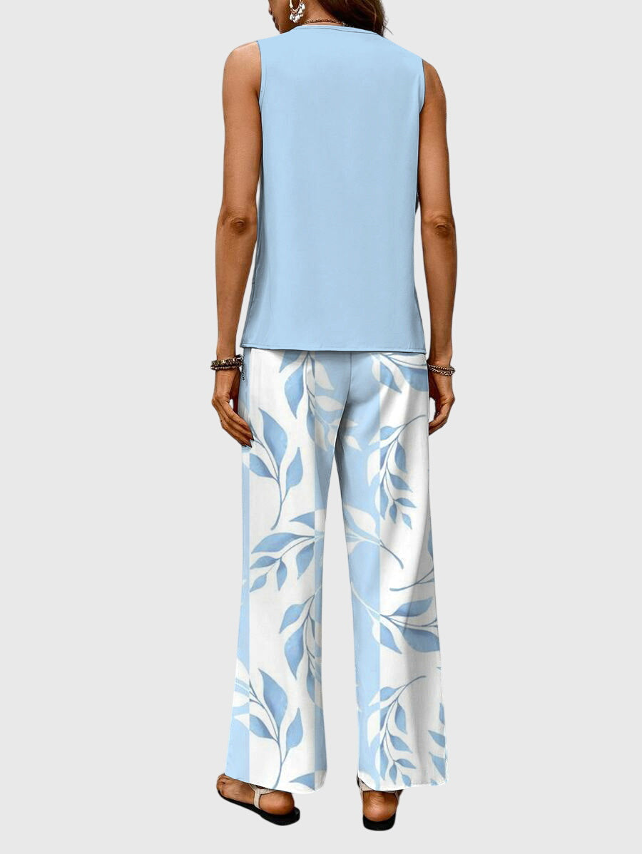 Brenda Women's Summer Set | Chic Blue Floral Print, Loose Fit 2