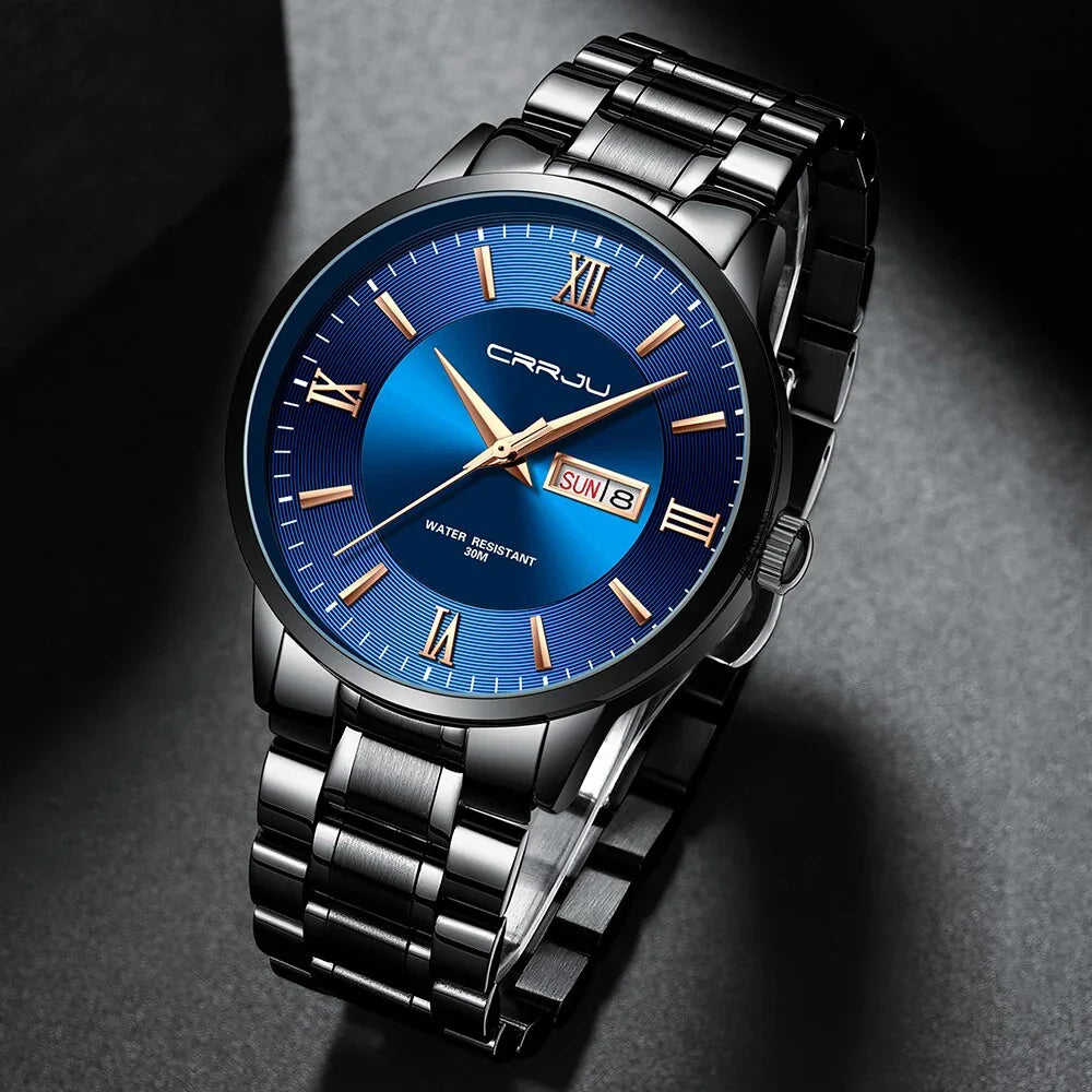 Caden Montre Homme Élégante | Acier Inoxydable, Multifonction 0