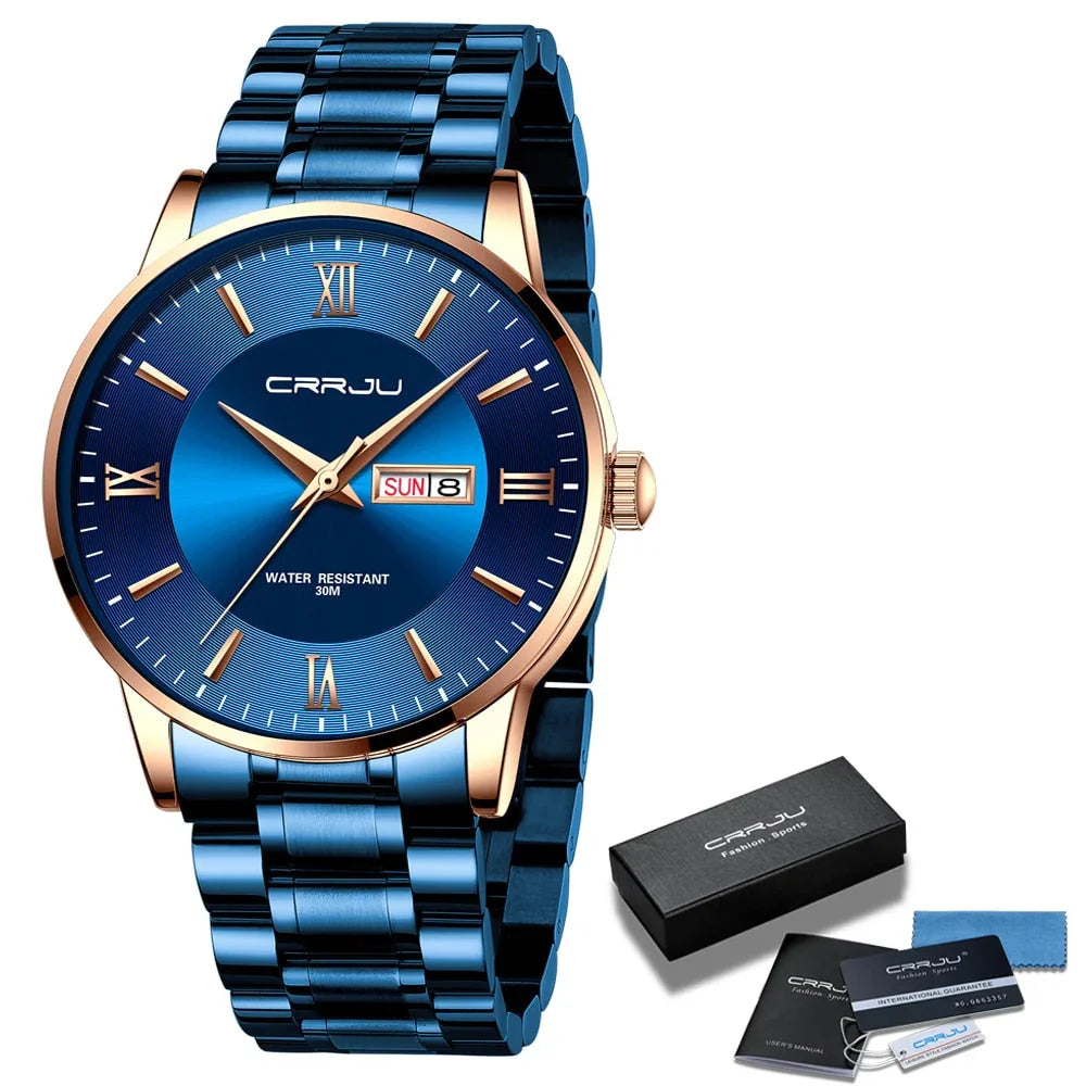Caden Montre Homme Élégante | Acier Inoxydable, Multifonction 13
