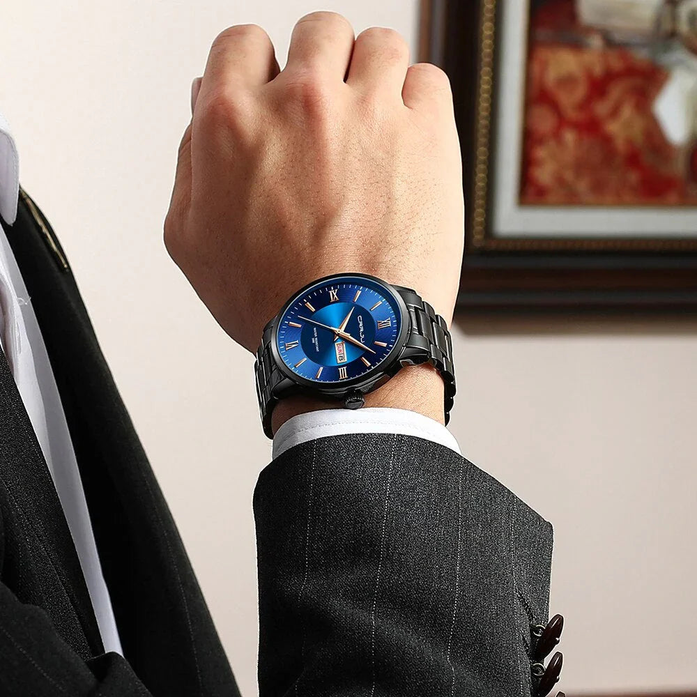 Caden Montre Homme Élégante | Acier Inoxydable, Multifonction 2