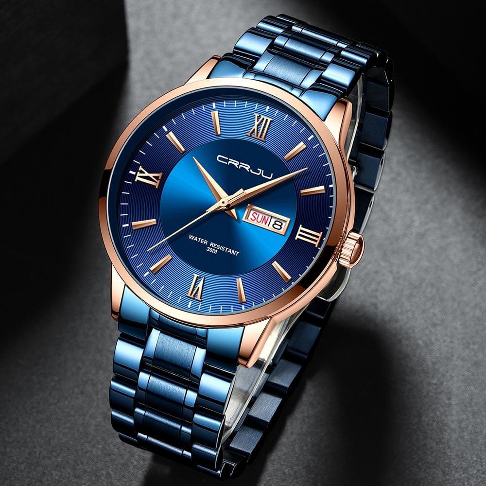 Caden Montre Homme Élégante | Acier Inoxydable, Multifonction 4