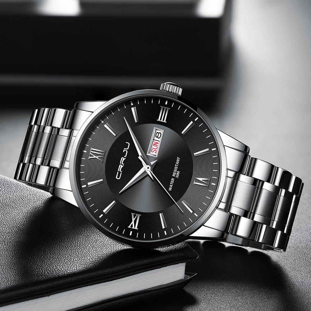 Caden Montre Homme Élégante | Acier Inoxydable, Multifonction 5