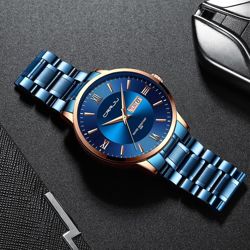 Caden Montre Homme Élégante | Acier Inoxydable, Multifonction 6