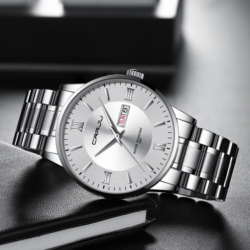 Caden Montre Homme Élégante | Acier Inoxydable, Multifonction 7