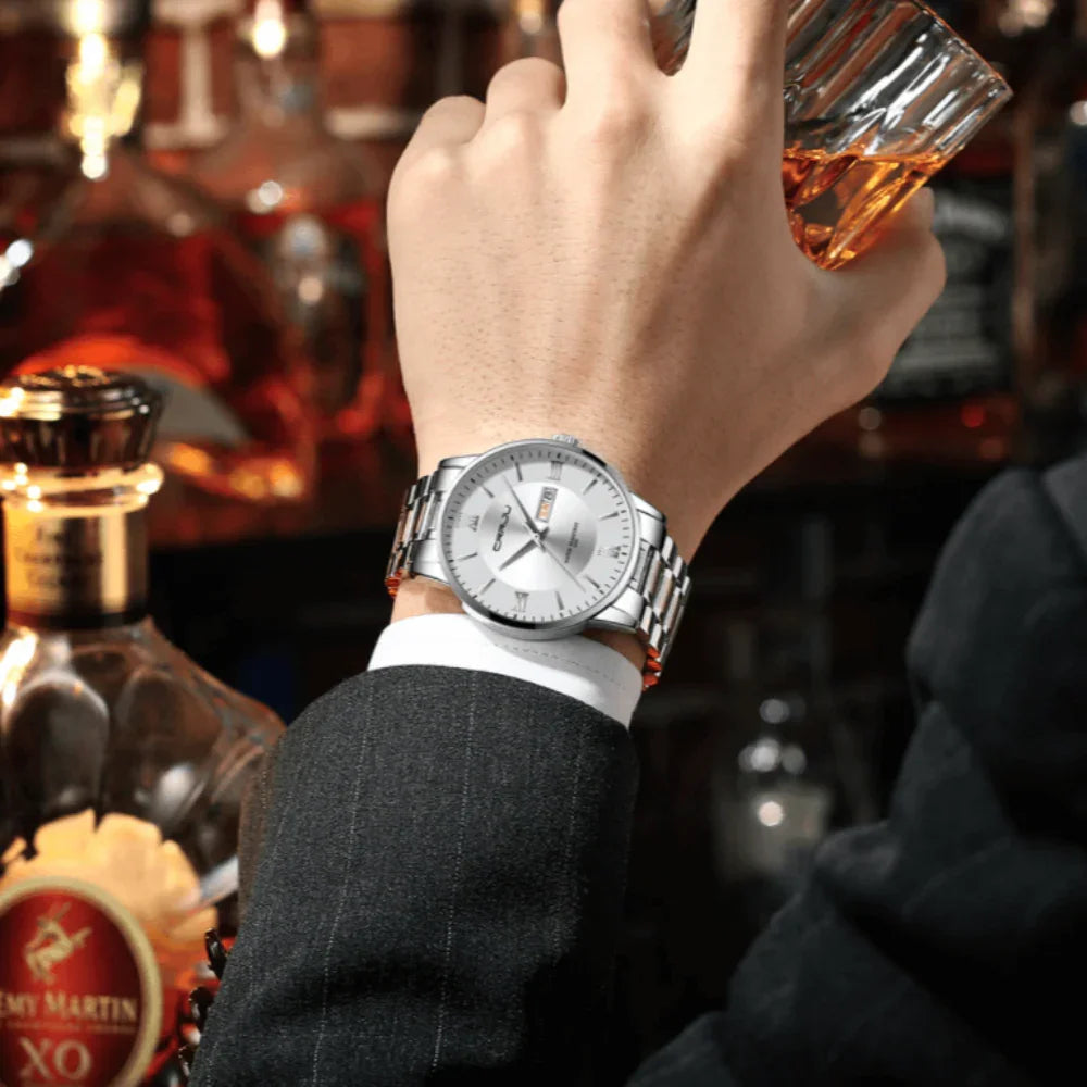 Caden Montre Homme Élégante | Acier Inoxydable, Multifonction 8
