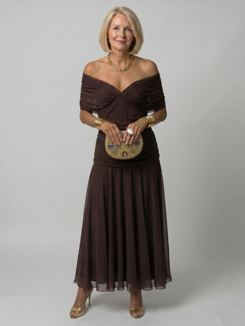 Candid Women's Dress | Lightweight Off Shoulder Midi Dress 9