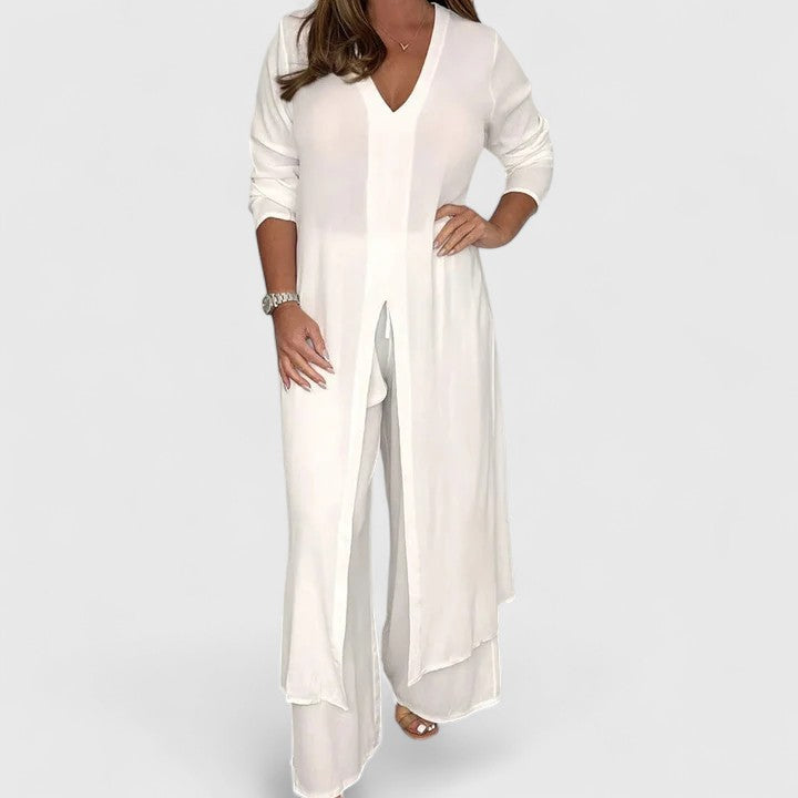 Carmella Women's Two Piece Set | Chic Pullover Top and Wide-Leg Pants 1