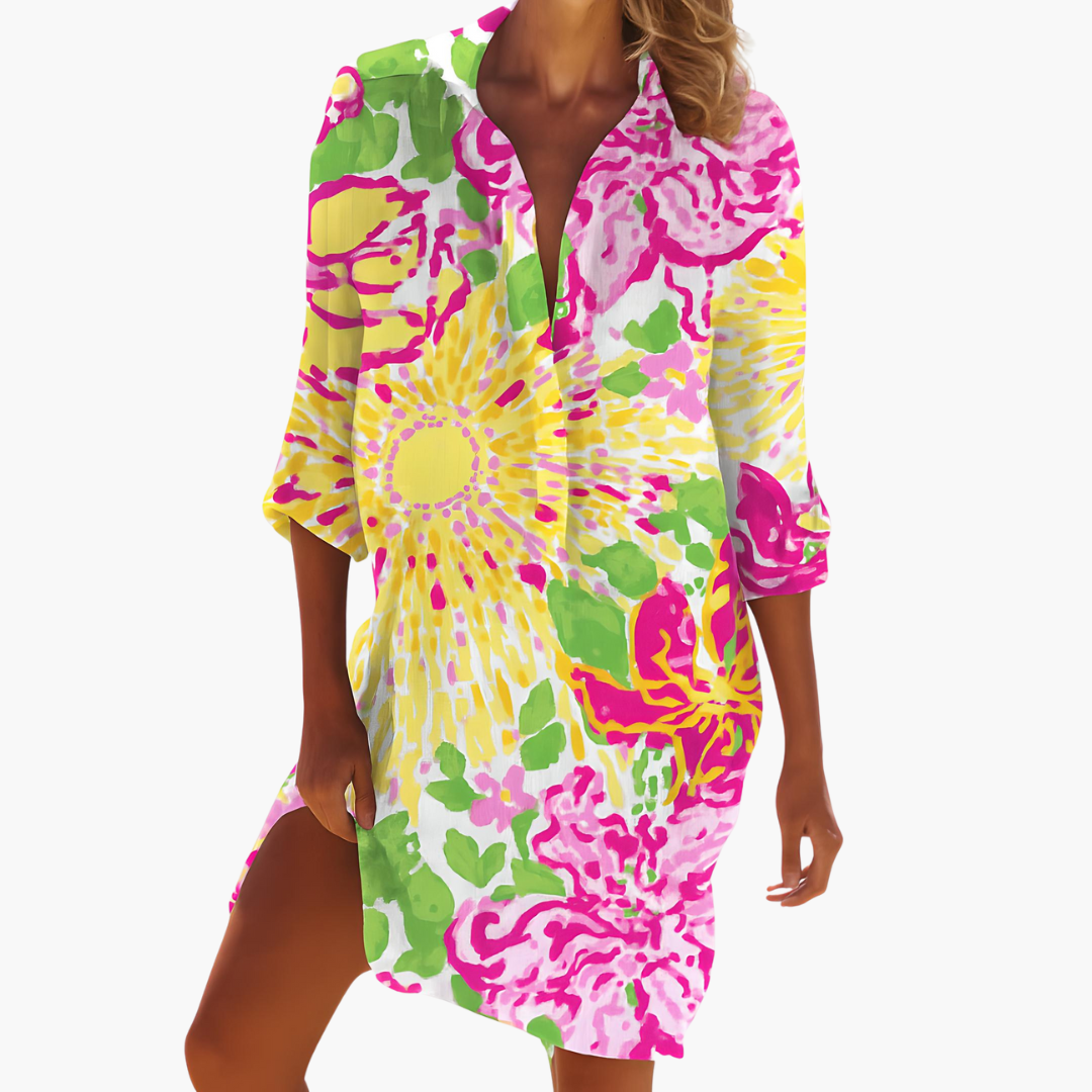 Casual Women's Shirt Dress | Lightweight Fabric, Knee-Length 0