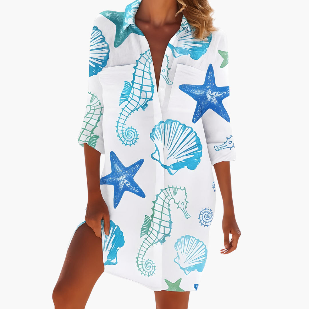Casual Women's Shirt Dress | Lightweight Fabric, Knee-Length 1
