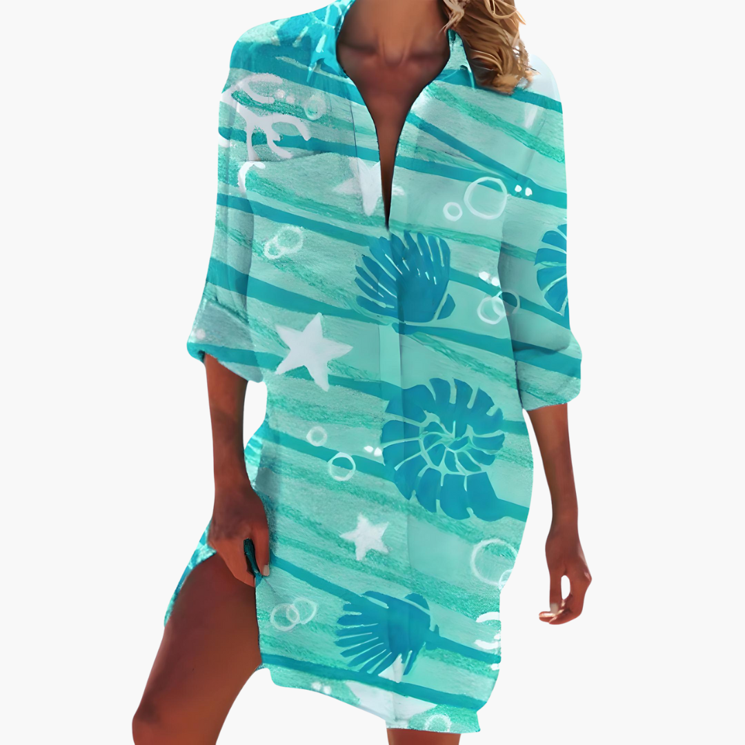 Casual Women's Shirt Dress | Lightweight Fabric, Knee-Length 2