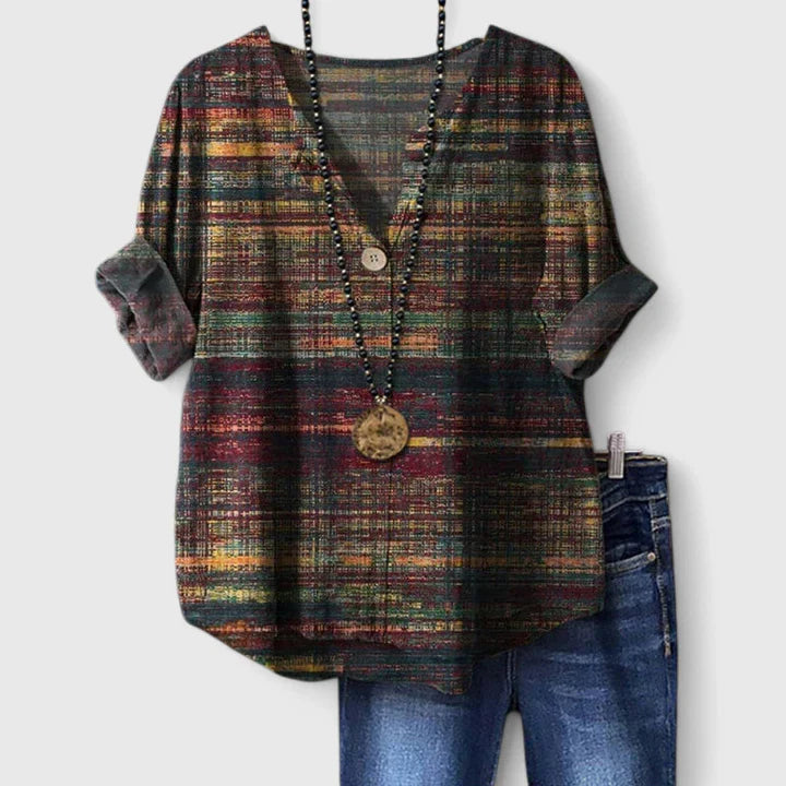 Chic Women's Blouse | Stylish V-Neck, Three-Quarter Sleeves 0