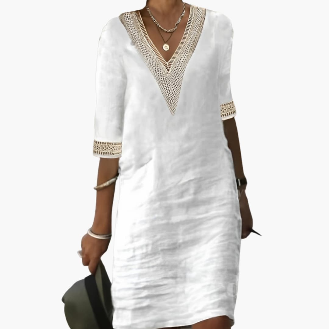 Chic Women's Dress | Knee-Length, Classic Round Neck, Casual Style 0