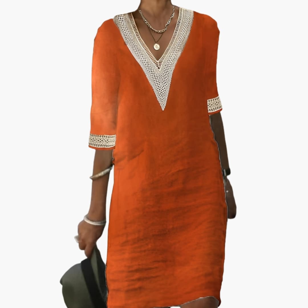 Chic Women's Dress | Knee-Length, Classic Round Neck, Casual Style 1