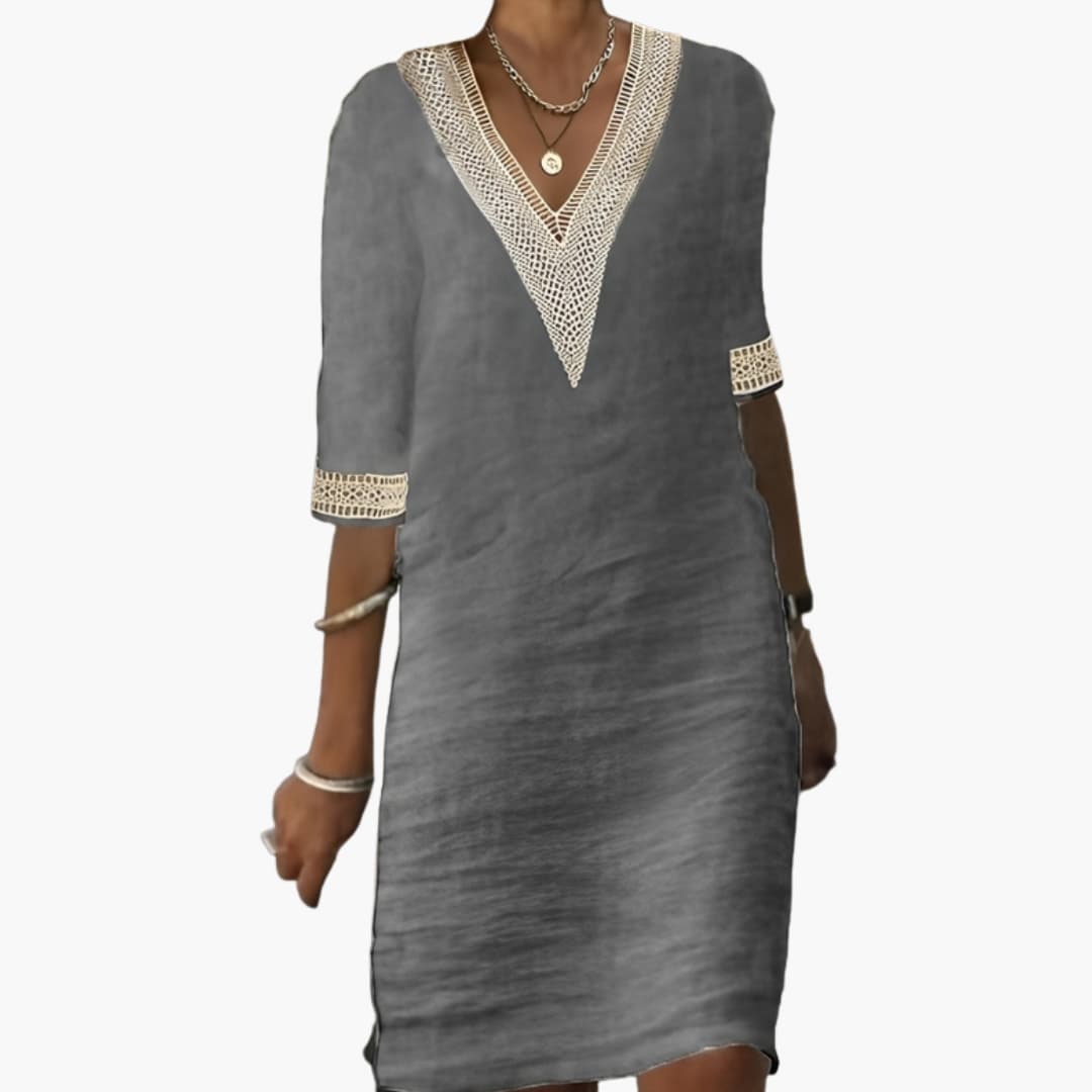 Chic Women's Dress | Knee-Length, Classic Round Neck, Casual Style 2