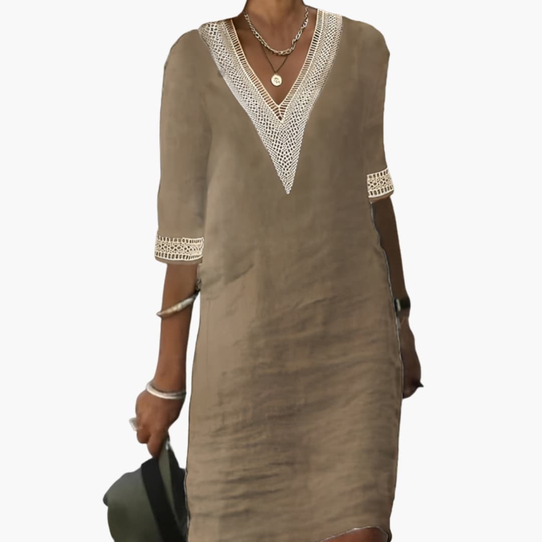 Chic Women's Dress | Knee-Length, Classic Round Neck, Casual Style 3