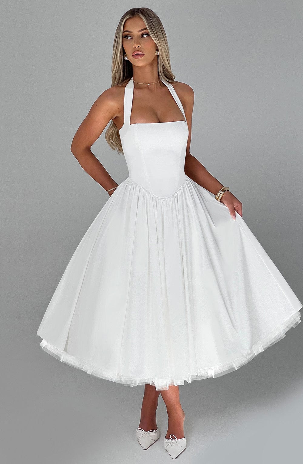 Chloe Women's Midi Dress | Elegant Halter Neckline, Perfect for Summer Weddings 6