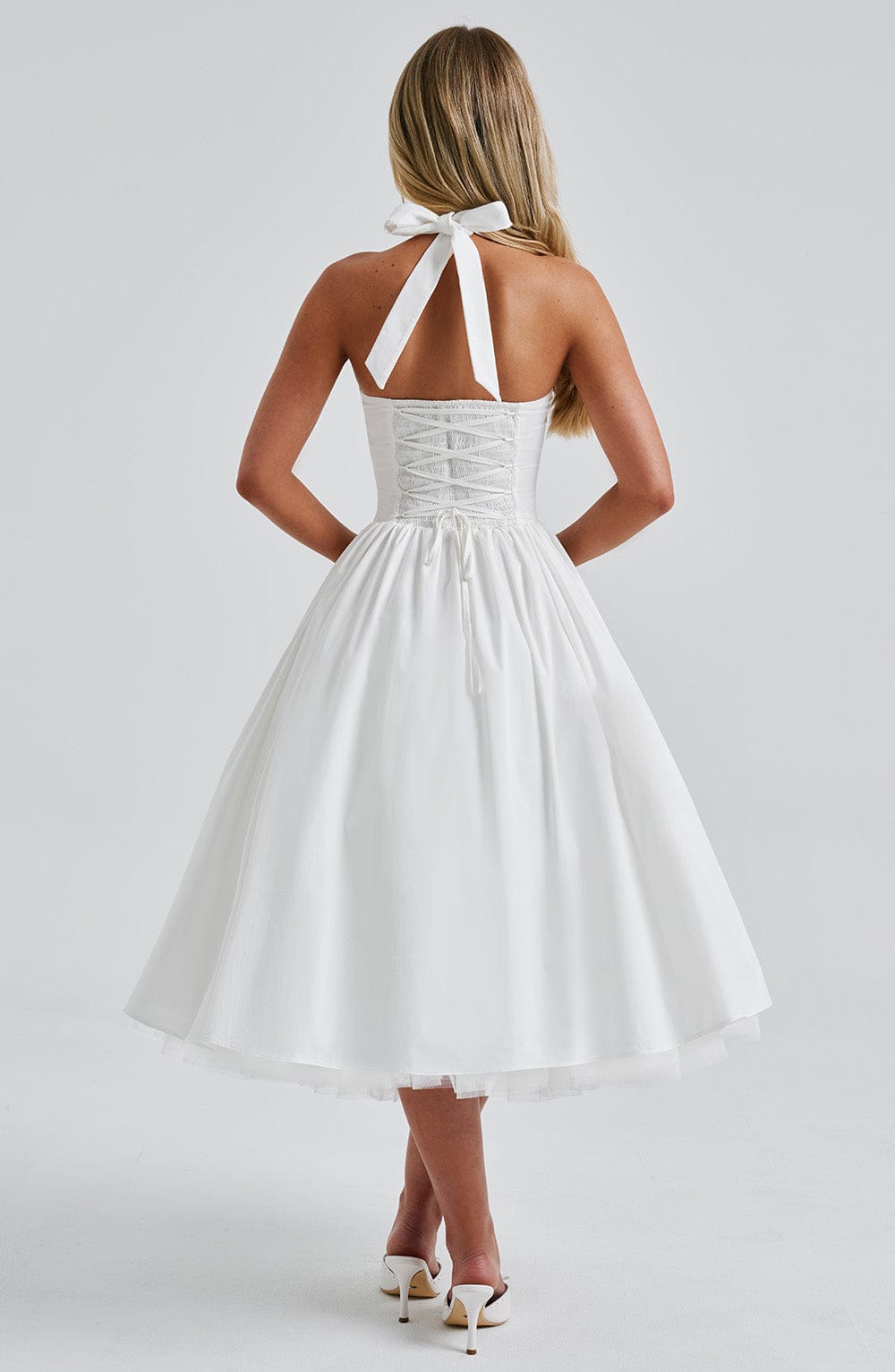 Chloe Women's Midi Dress | Elegant Halter Neckline, Perfect for Summer Weddings 7