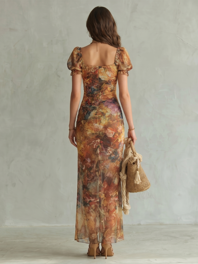 Ciel Women's Midi Dress | Softly Ruched, Short Ruffled Sleeves, Elegant Summer Style 3