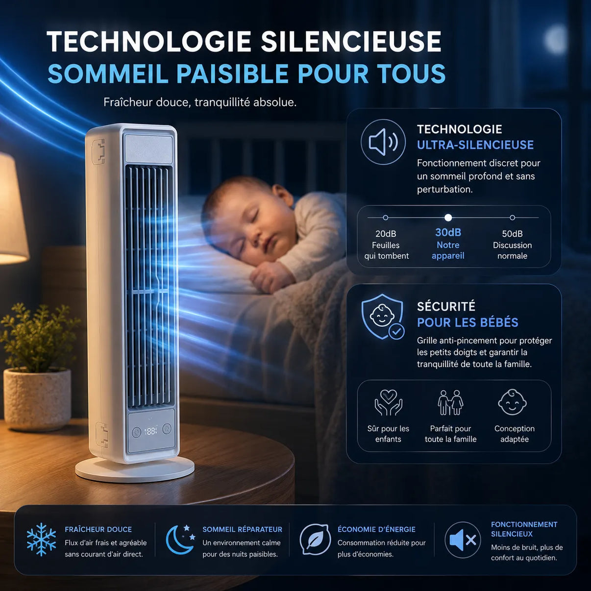 Cléo Climatiseur Mobile | Silencieux, Sans Évacuation, Design Tour Moderne 1