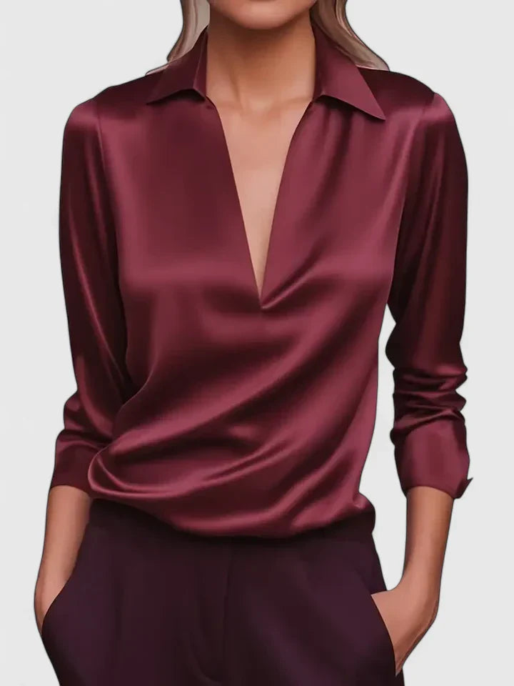 Clever Women's Blouse | V-Neck, Elegant White Design 2