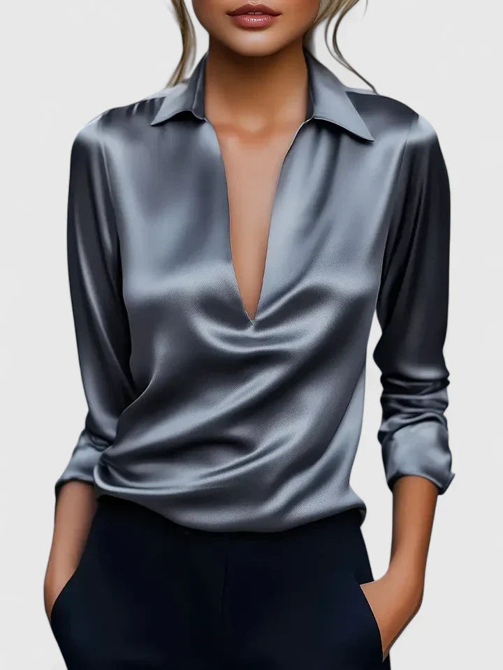 Clever Women's Blouse | V-Neck, Elegant White Design 3
