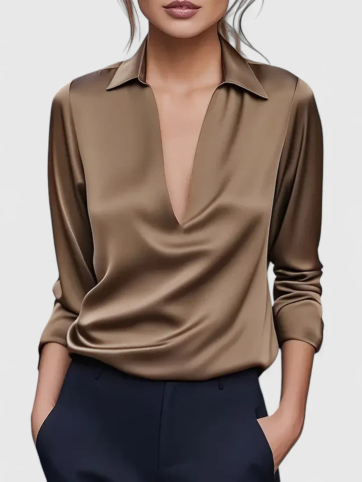 Clever Women's Blouse | V-Neck, Elegant White Design 5