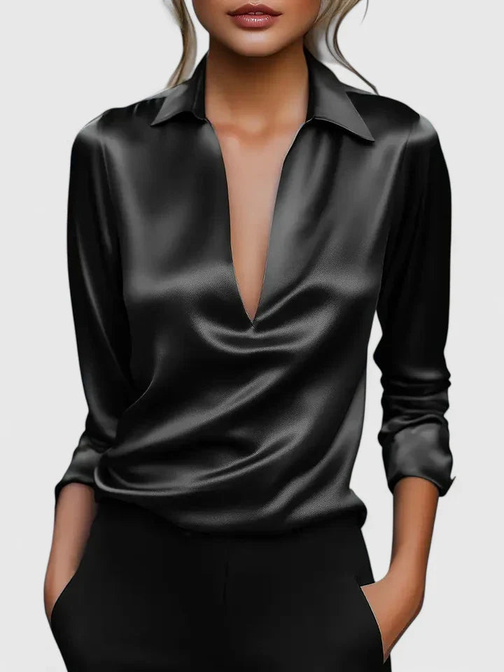 Clever Women's Blouse | V-Neck, Elegant White Design 6