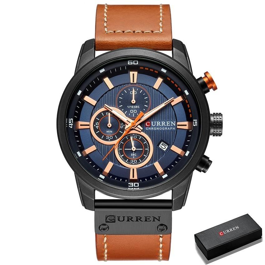 Cyrus Montre Chronographe Homme | Bracelet Cuir, Étanche 3ATM 1