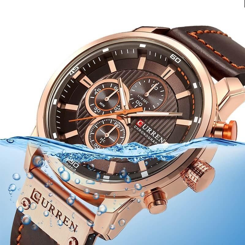 Cyrus Montre Chronographe Homme | Bracelet Cuir, Étanche 3ATM 4