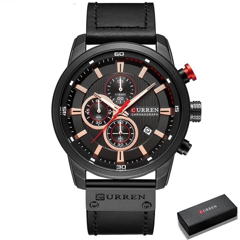 Cyrus Montre Chronographe Homme | Bracelet Cuir, Étanche 3ATM 6