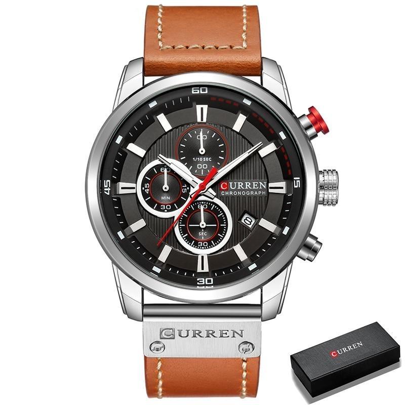 Cyrus Montre Chronographe Homme | Bracelet Cuir, Étanche 3ATM 9