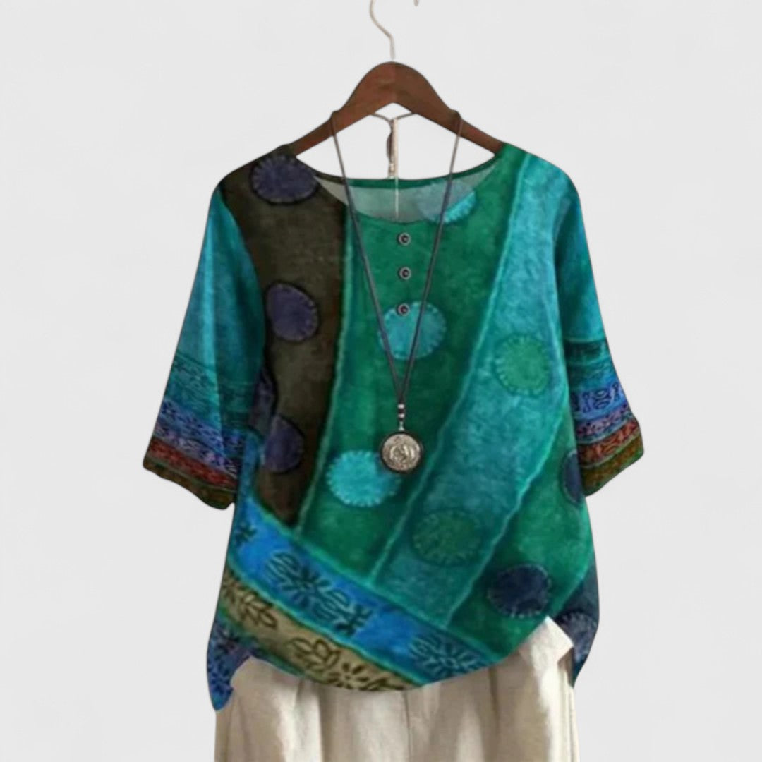 Daring Women's Top | Artistic Patchwork Design, Comfortable Fit 1