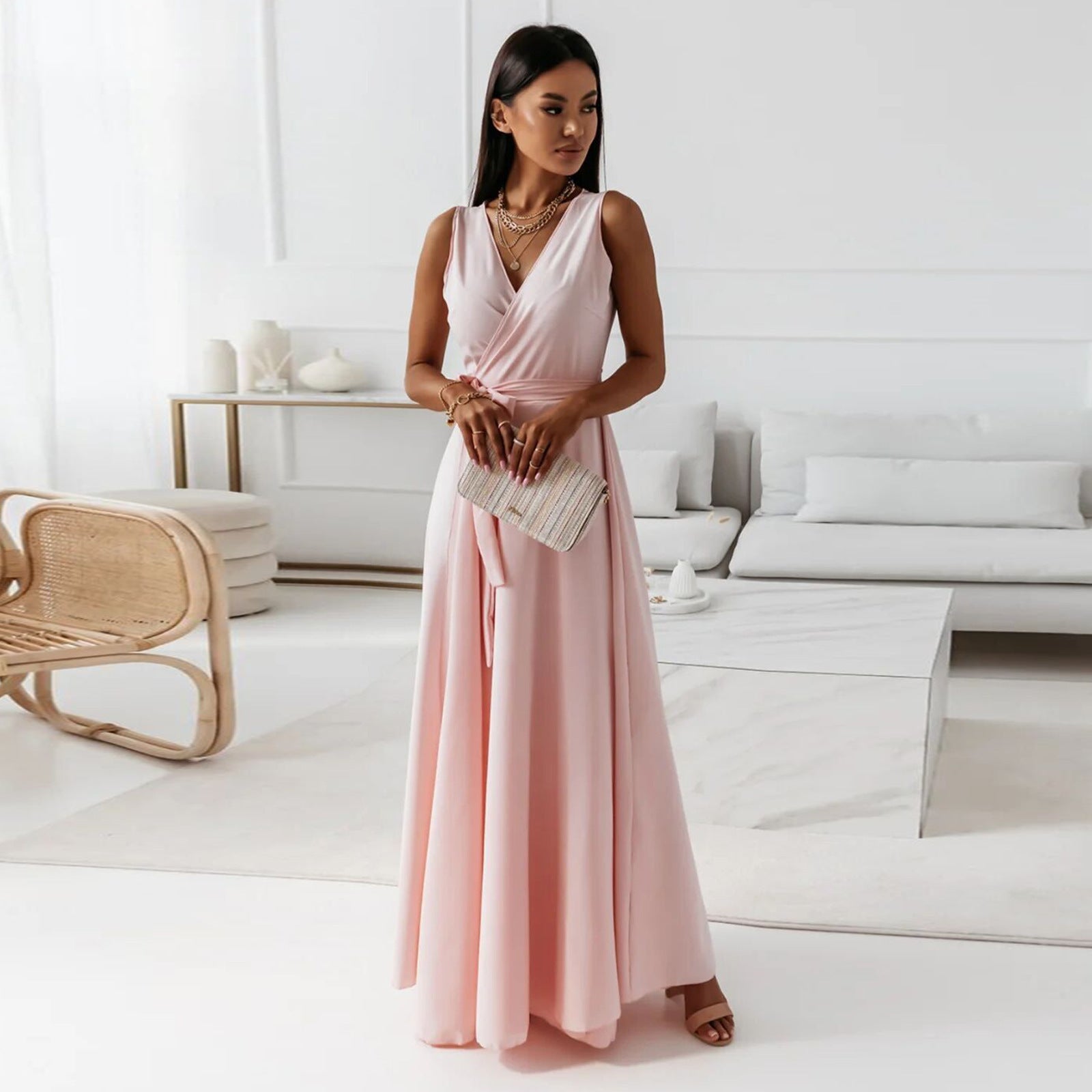 Elegant Floral Maxi Dress for Women | Flowing Wrap Style 0