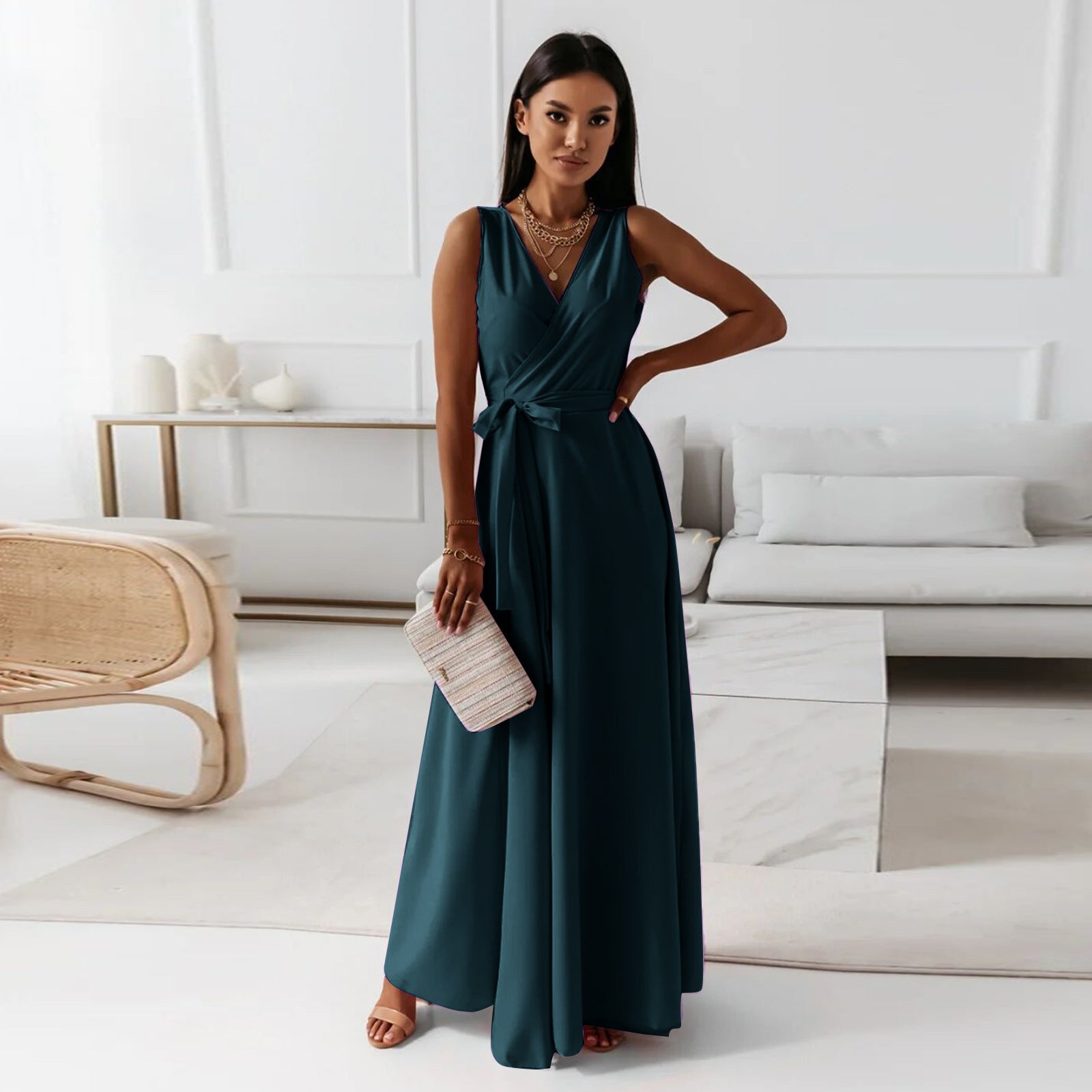 Elegant Floral Maxi Dress for Women | Flowing Wrap Style 1
