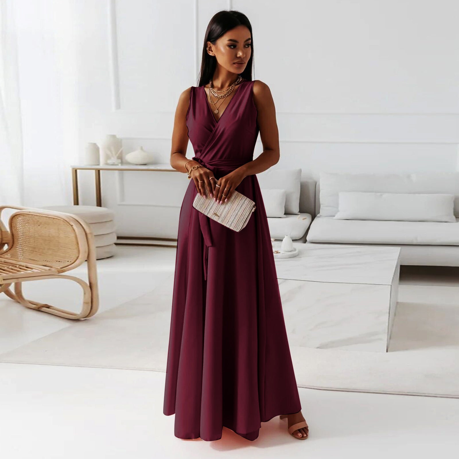 Elegant Floral Maxi Dress for Women | Flowing Wrap Style 2