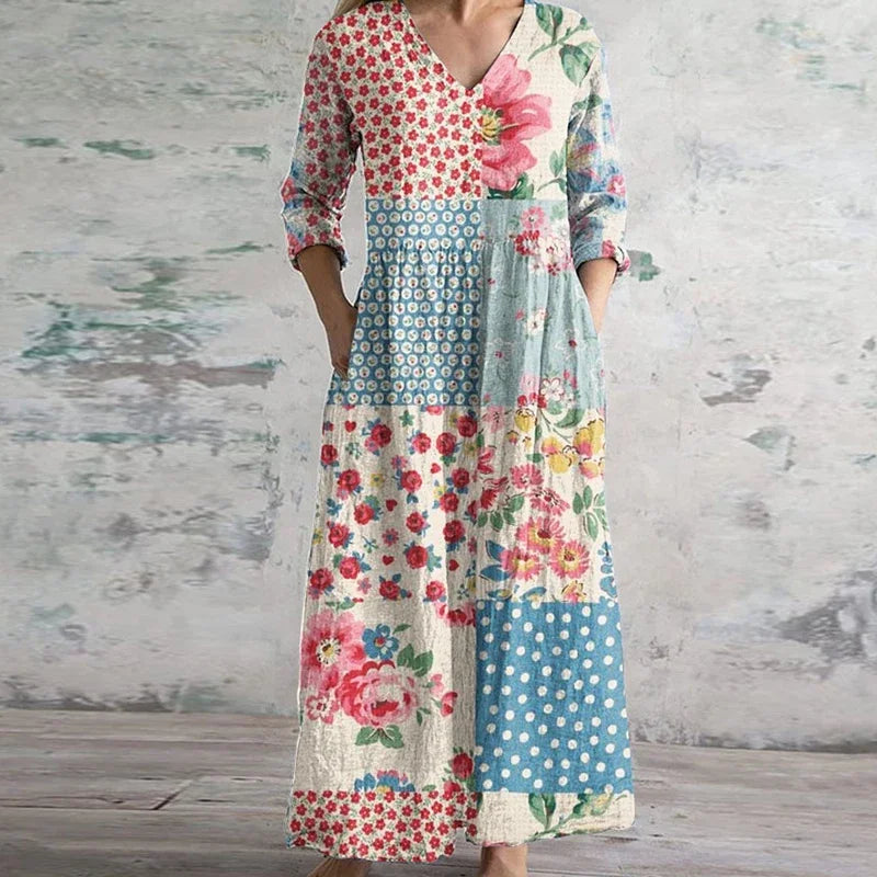 Elegant Maxi Dress | Vintage Floral Design 0