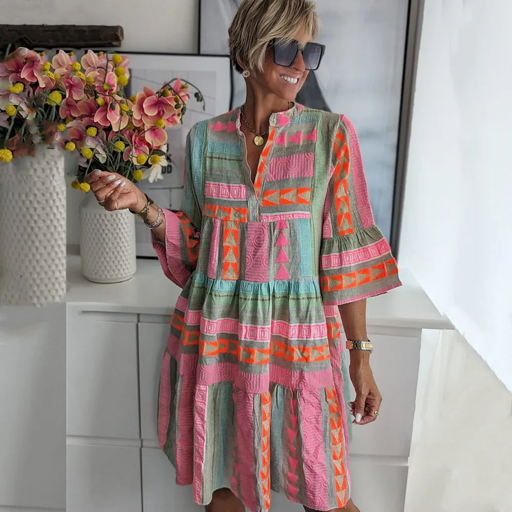 Elegant Spring Dress | A-Line Silhouette with Ruffle Details 0